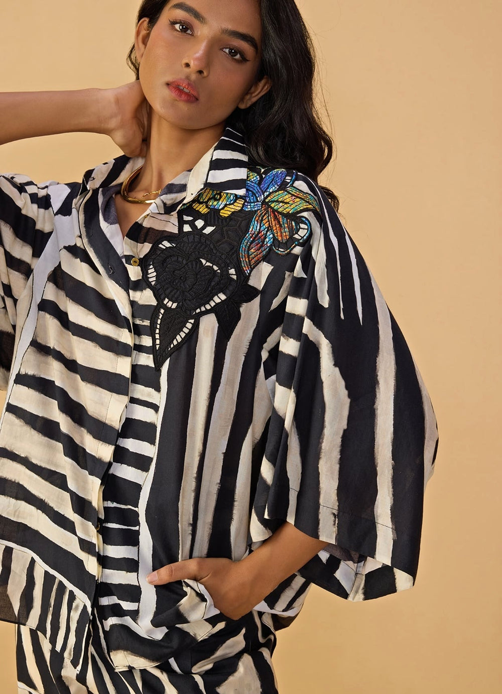 Black And White Printed Trouser Set Saaksha & Kinni - Fabilicious Fashion