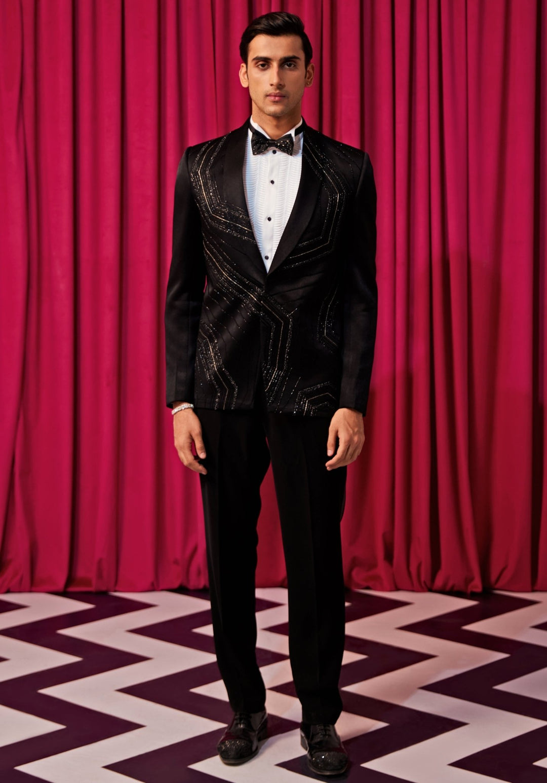 Black And White Tuxedo Set Contrast by Parth - Fabilicious Fashion