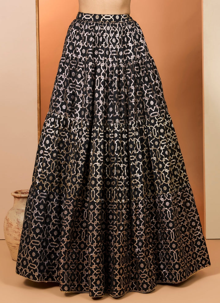 Black Banarasi Chanderi Lehenga Set Neha Khullar - Fabilicious Fashion