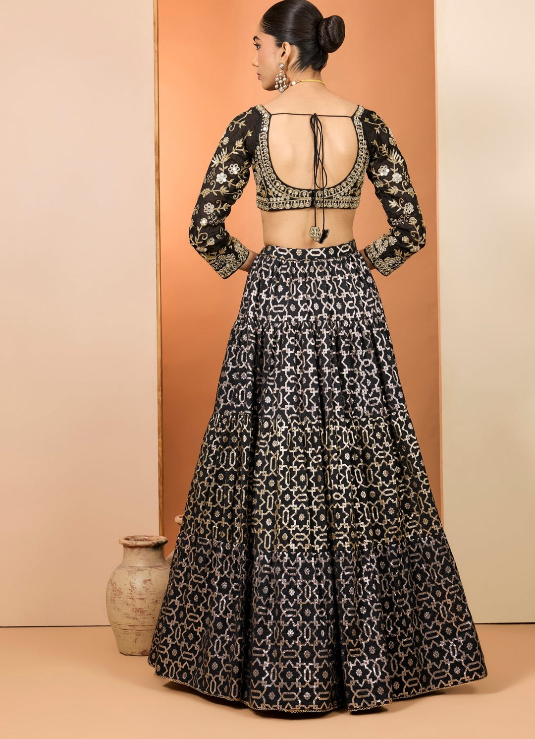 Black Banarasi Chanderi Lehenga Set Neha Khullar - Fabilicious Fashion