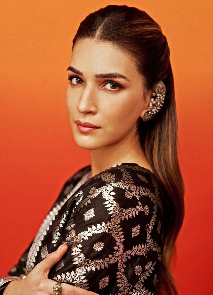 Black Banarasi Dotted Butti Silk Kurta Pants Set Sobariko - Fabilicious Fashion