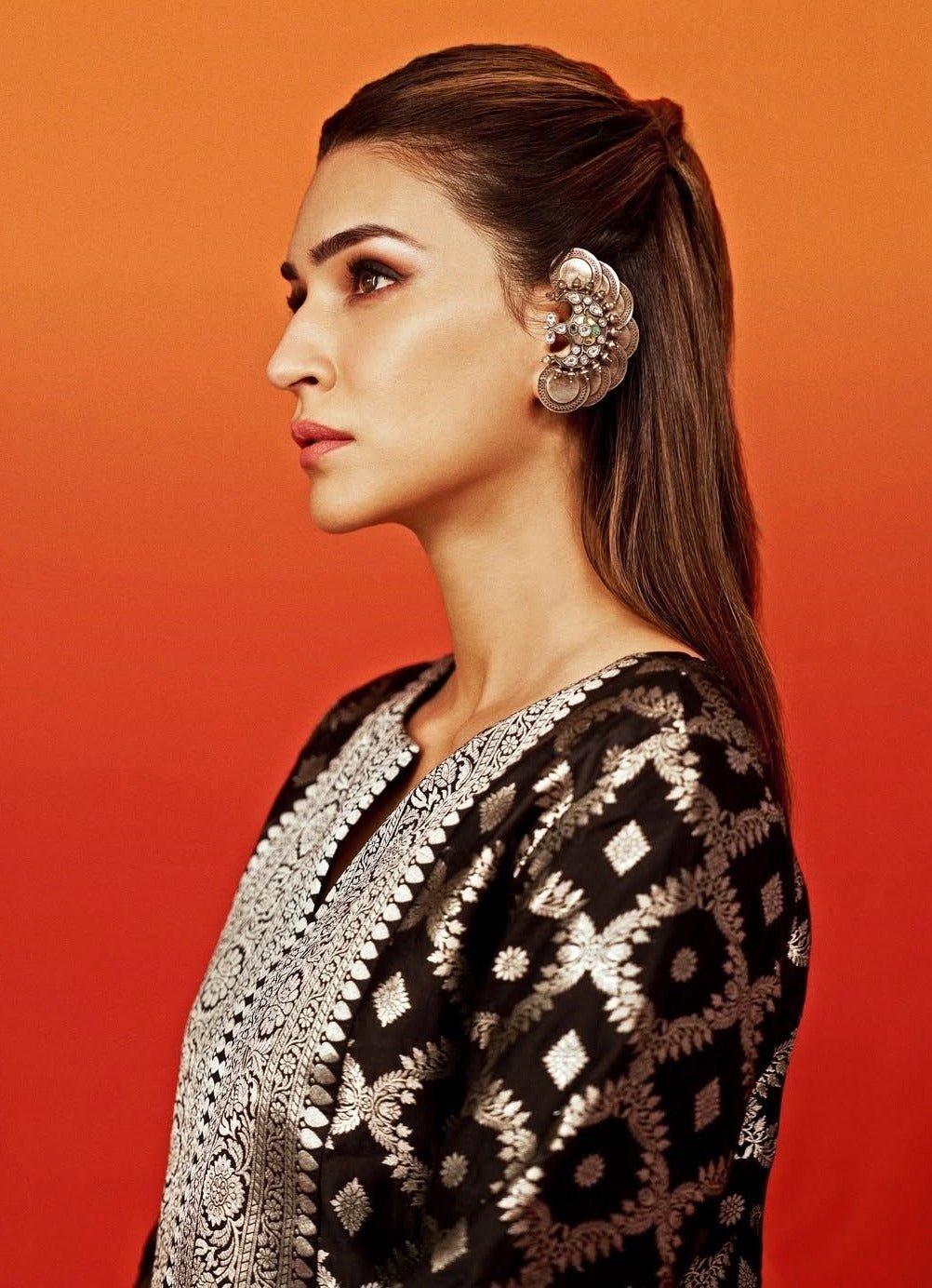 Black Banarasi Dotted Butti Silk Kurta Pants Set Sobariko - Fabilicious Fashion