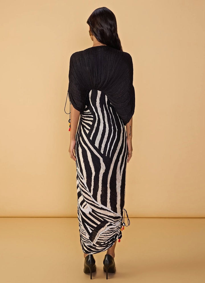 Black Bird Print Kaftan Dress Saaksha &amp; Kinni - Fabilicious Fashion