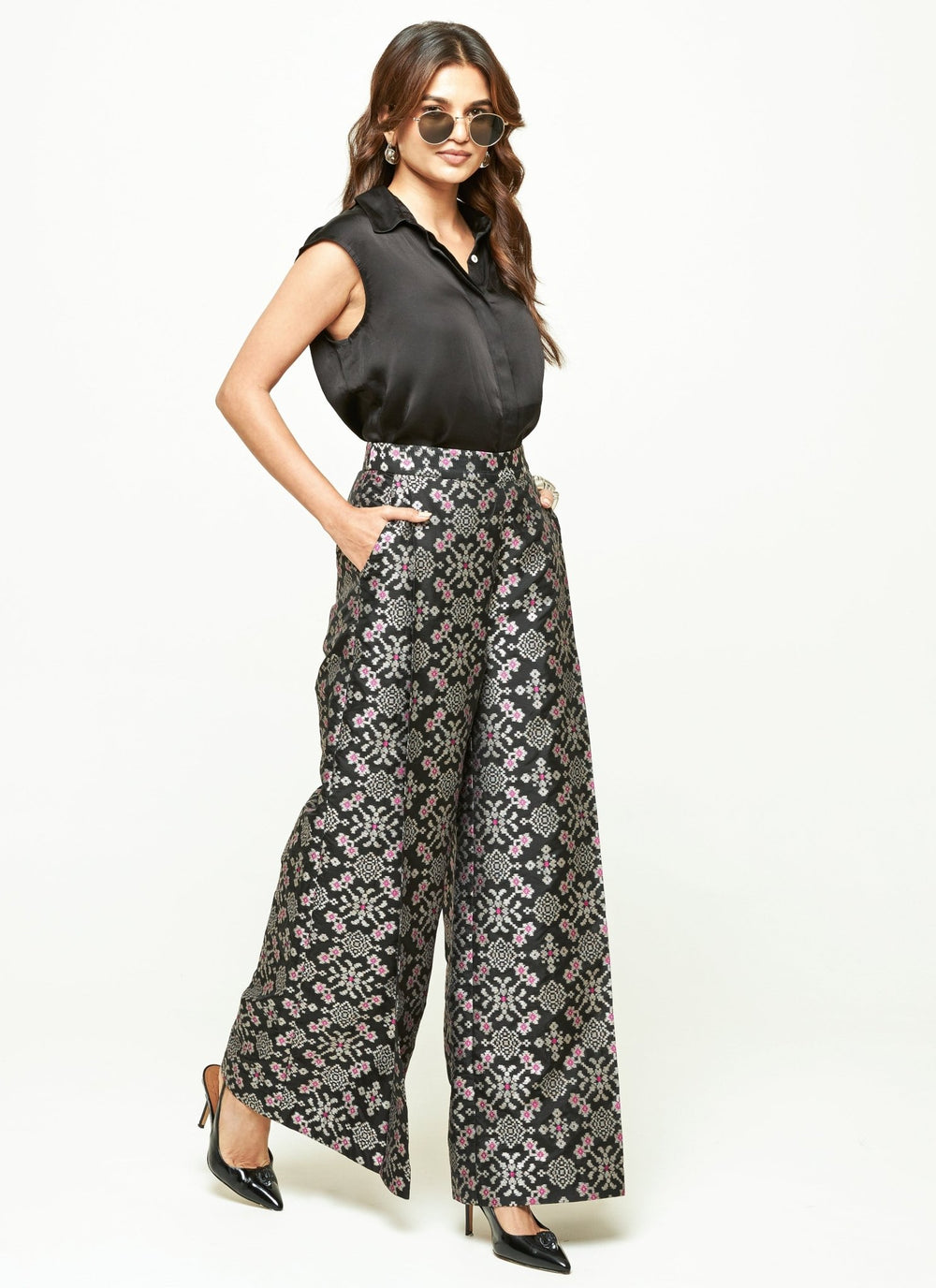 Sobariko Black Brocade Silk Pants SetFabilicious Fashion