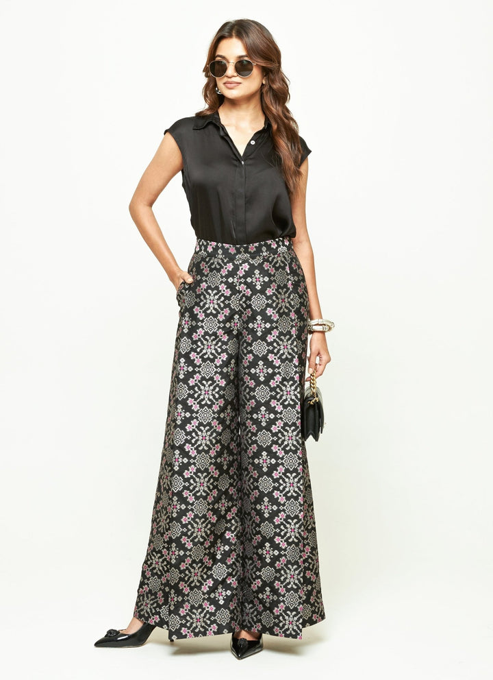Sobariko Black Brocade Silk Pants SetFabilicious Fashion