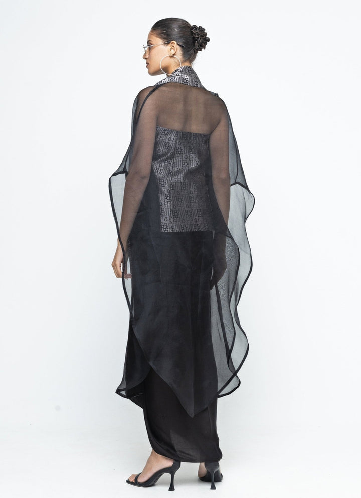 Black Brocade Tube Top With Drape Skirt Sobariko - Fabilicious Fashion