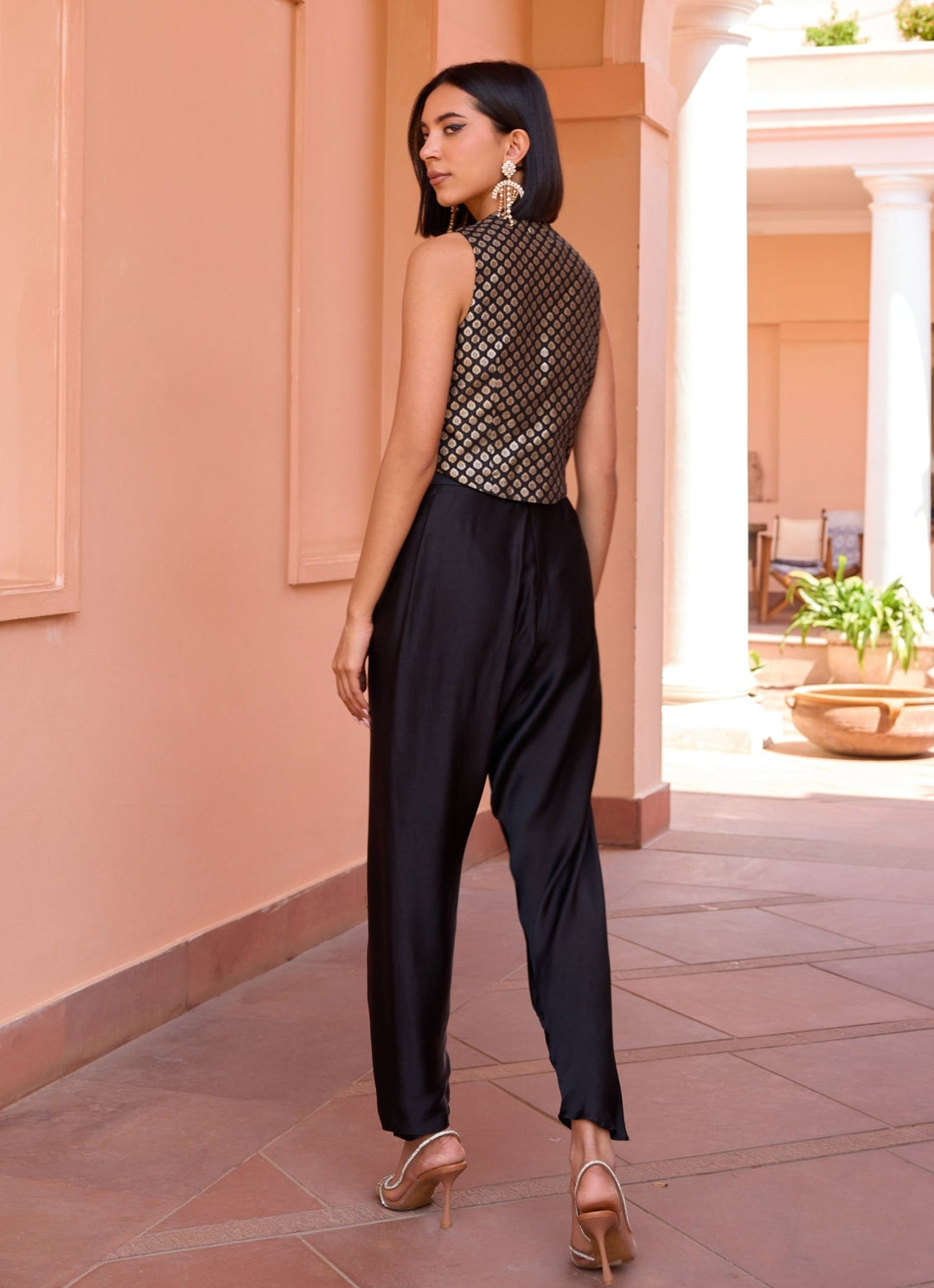 Black Chanderi Embellished Pants Set Isha Gupta Tayal - Fabilicious Fashion