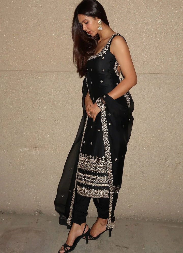 Black Chanderi Mirror Kurta Set Esha Koul - Fabilicious Fashion
