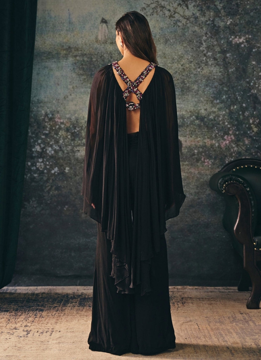 Black Chiffon Top Palazzo Set Mani Bhatia - Fabilicious Fashion