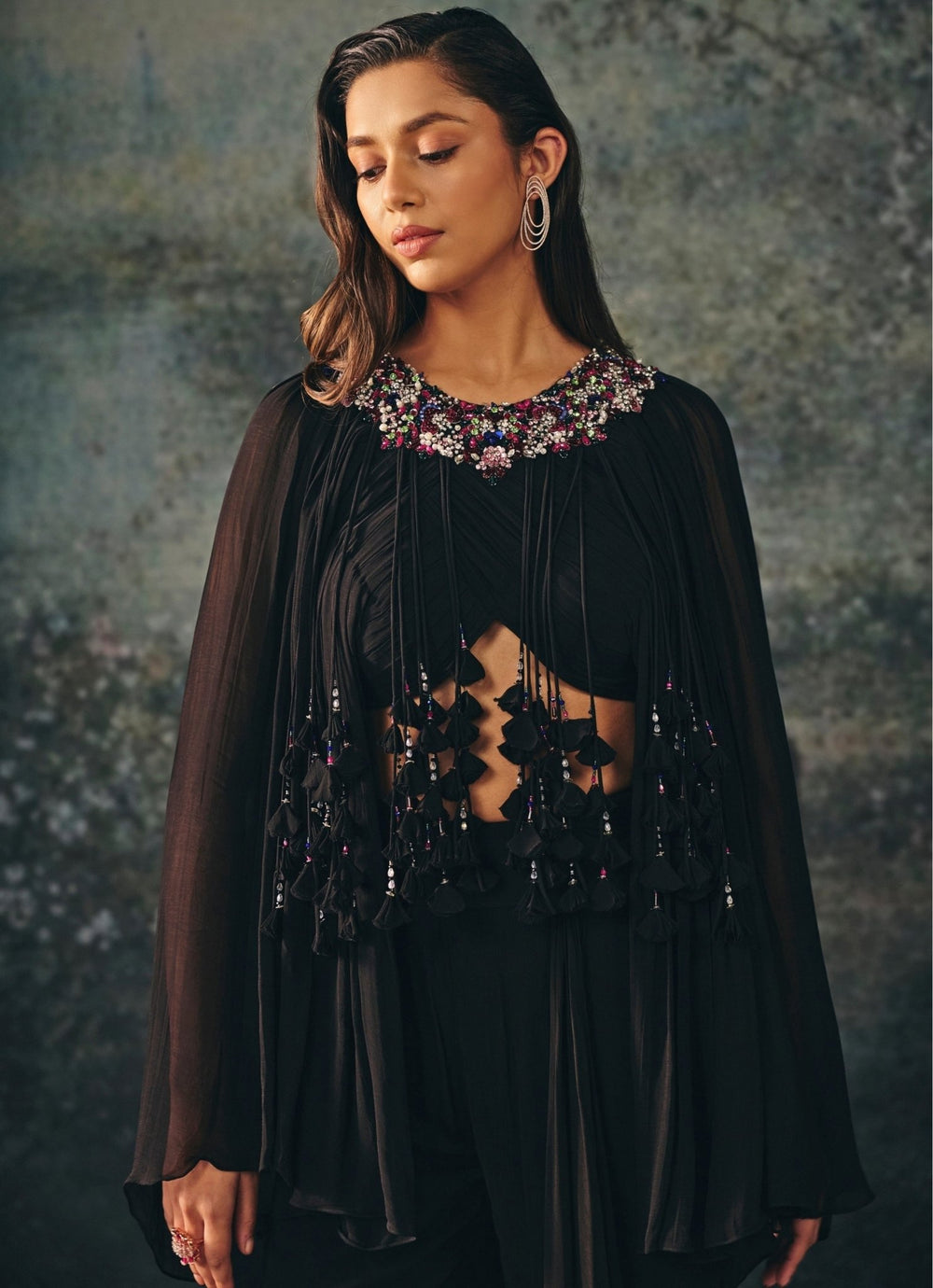 Black Chiffon Top Palazzo Set Mani Bhatia - Fabilicious Fashion