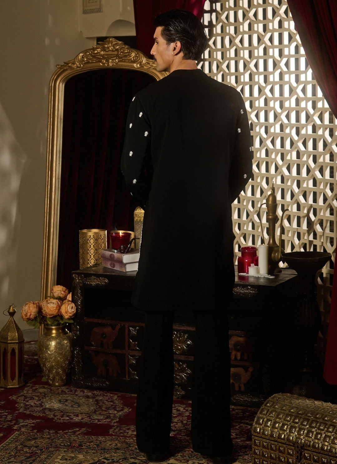 Contrast by Parth Black Chikankari Silk Kurta Pants SetFabilicious Fashion
