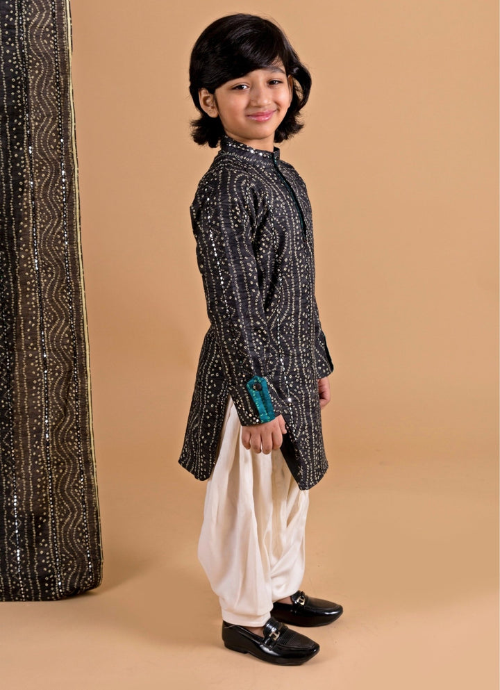 Black Cotton Bandhani Kurta Set Chotibuti - Fabilicious Fashion