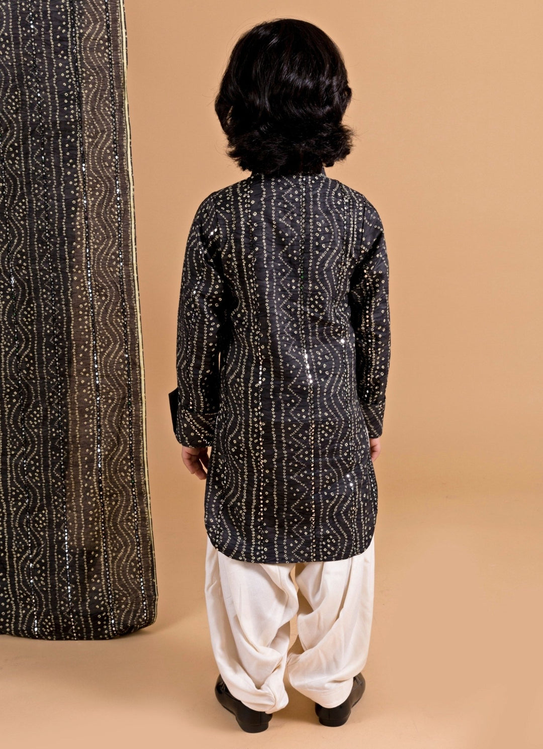 Black Cotton Bandhani Kurta Set Chotibuti - Fabilicious Fashion