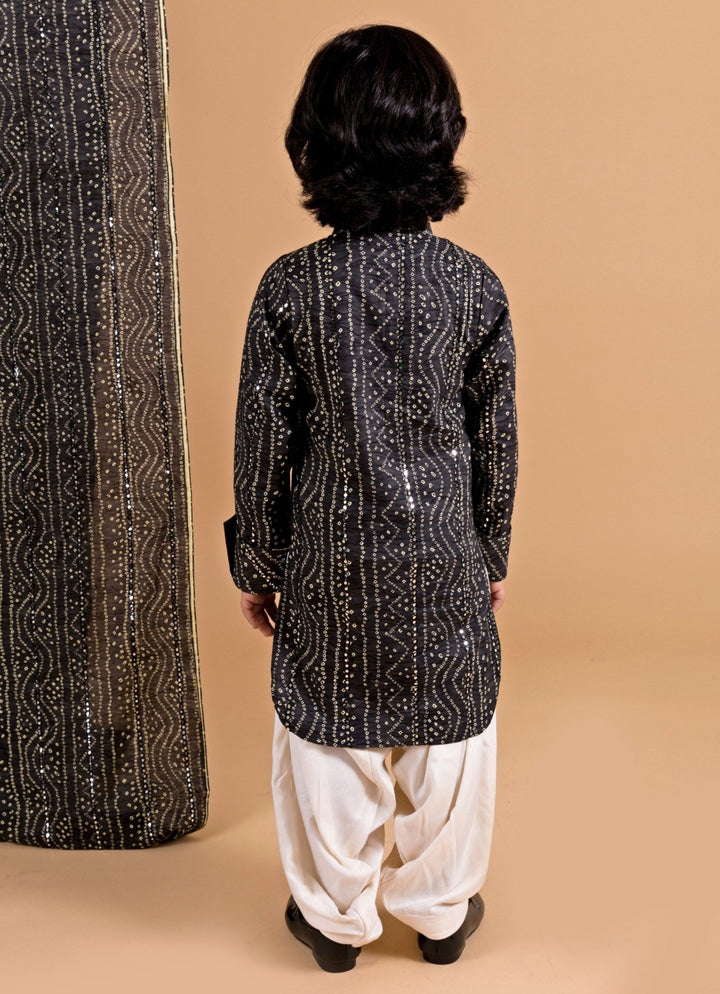 Black Cotton Bandhani Kurta Set Chotibuti - Fabilicious Fashion