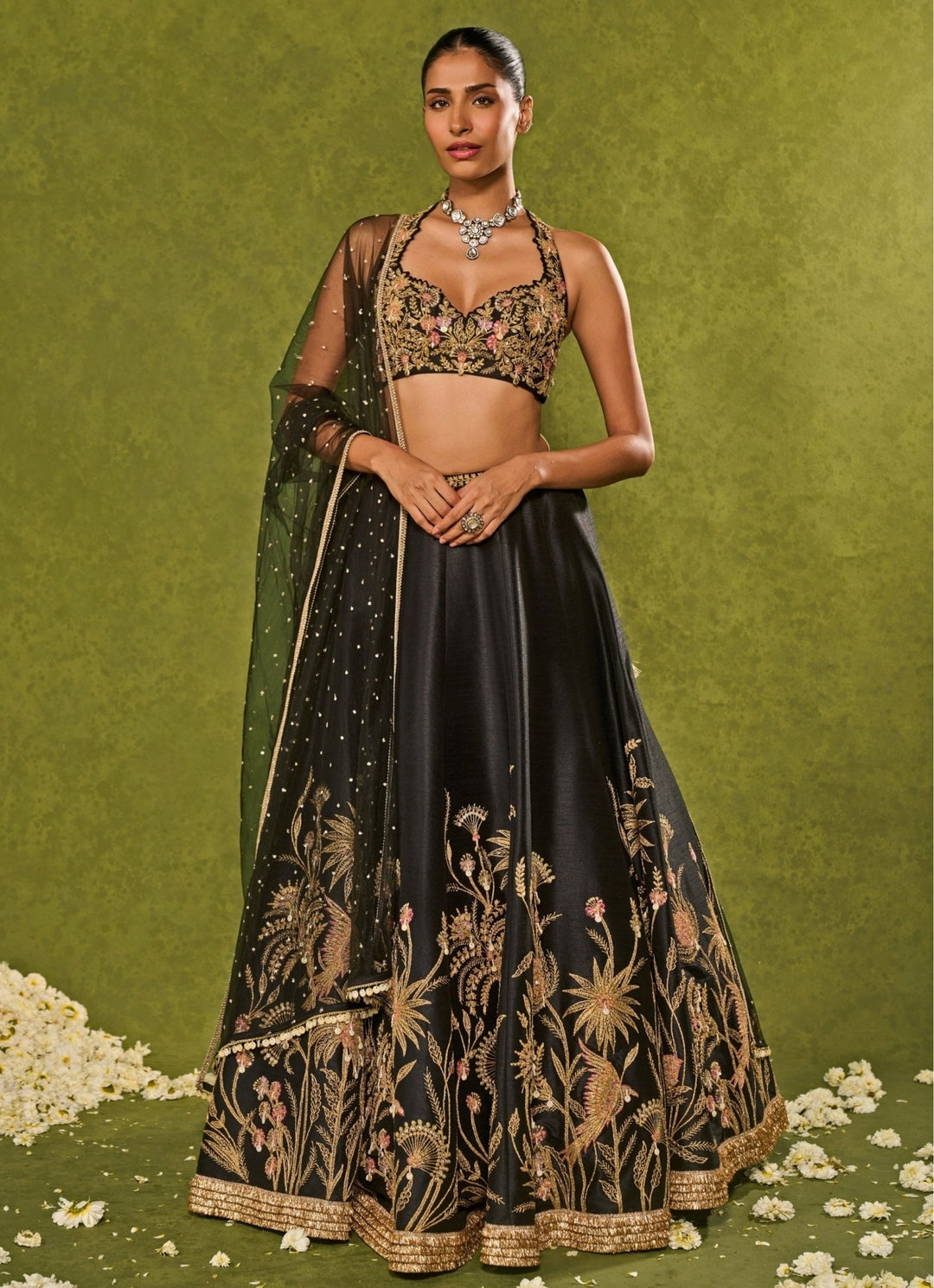Black Dupion Silk Lehenga Chamee & Palak - Fabilicious Fashion