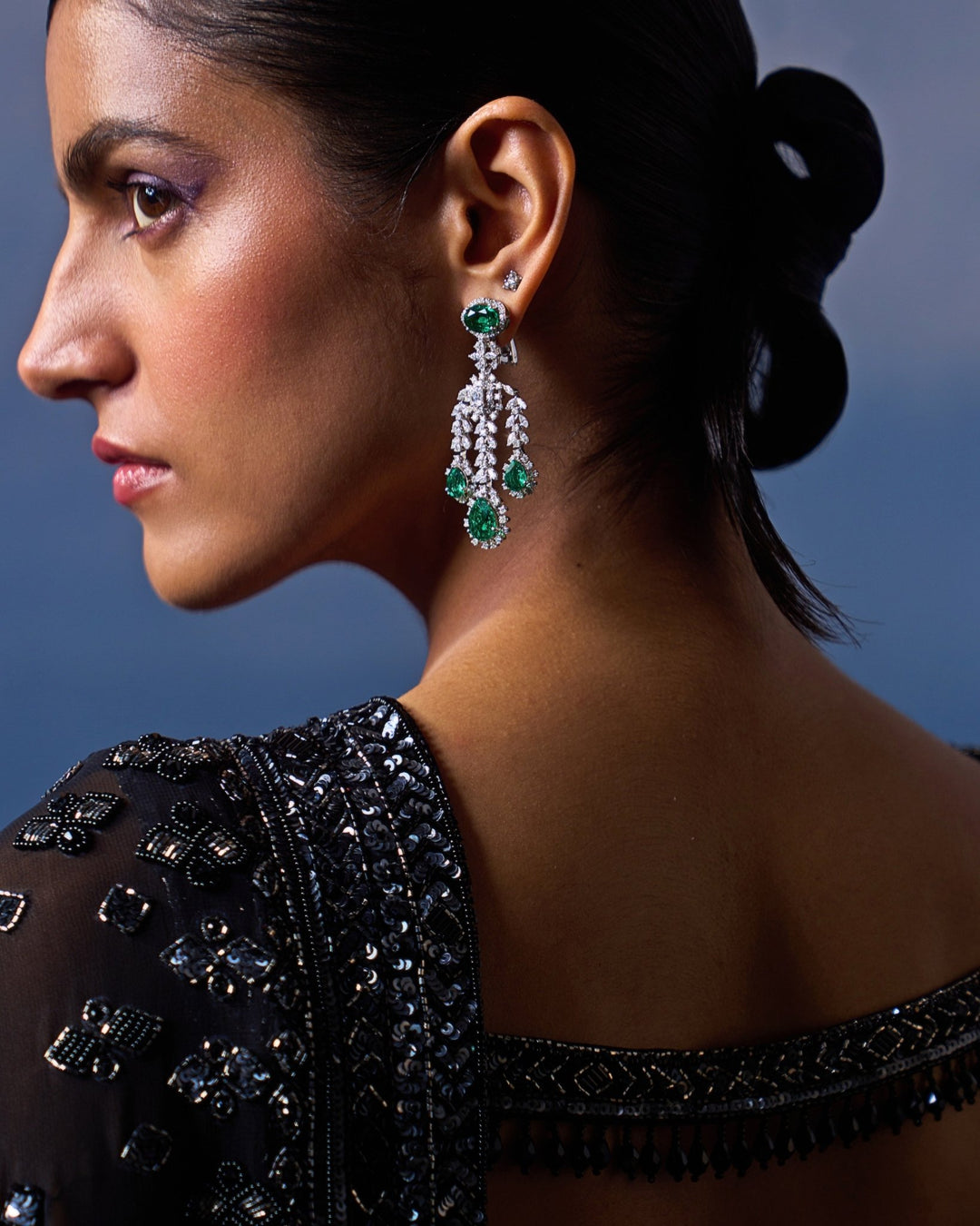 Black Embellished Georgette Saree Angad Singh - Fabilicious Fashion