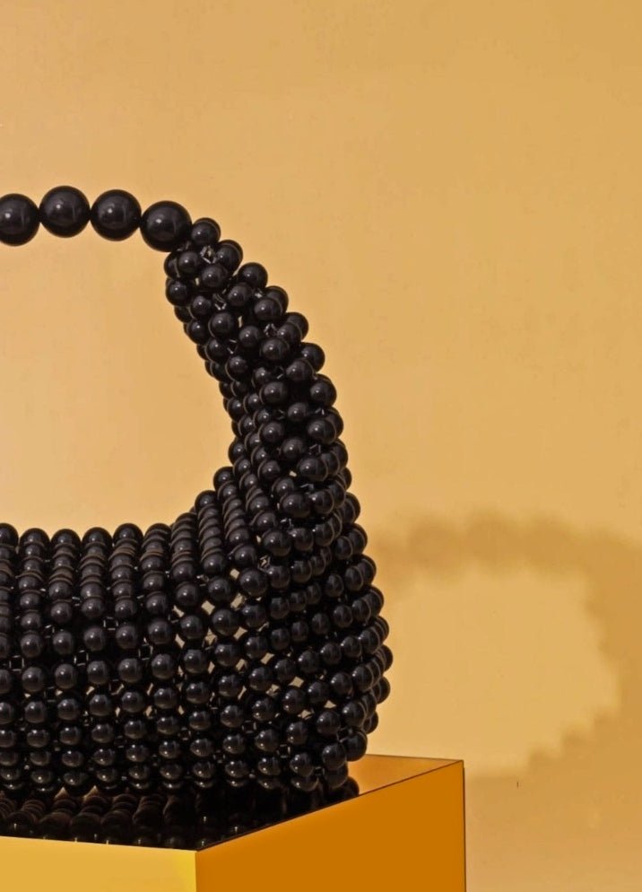 Black Embellished Pearl Bag AMYRA - Fabilicious Fashion