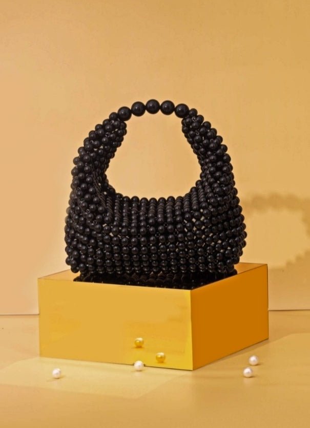 Black Embellished Pearl Bag AMYRA - Fabilicious Fashion