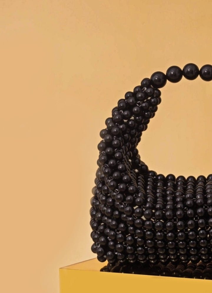 Black Embellished Pearl Bag AMYRA - Fabilicious Fashion