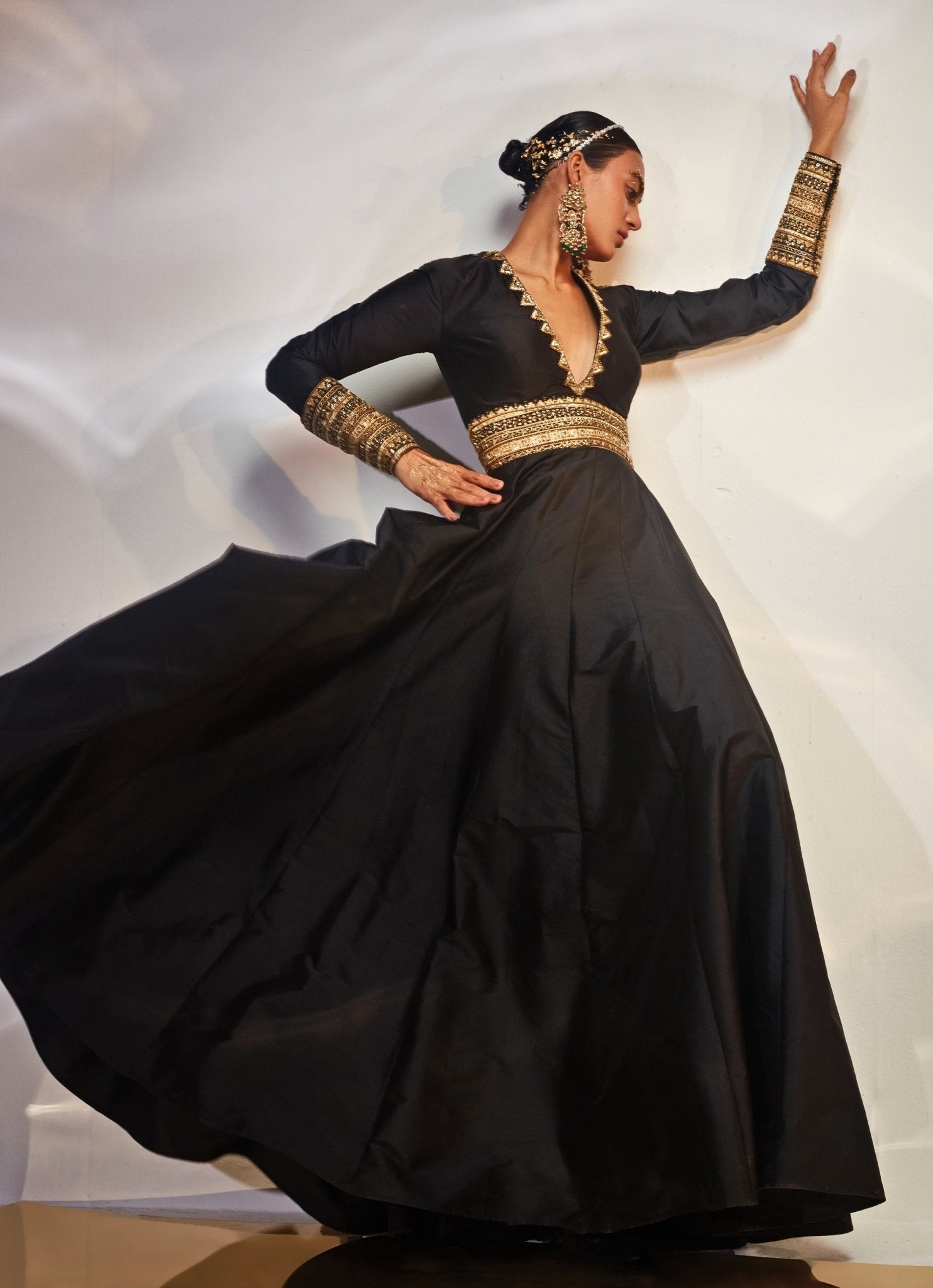 Akara black embroidered anarkali gown — modern anarkali for wedding guests