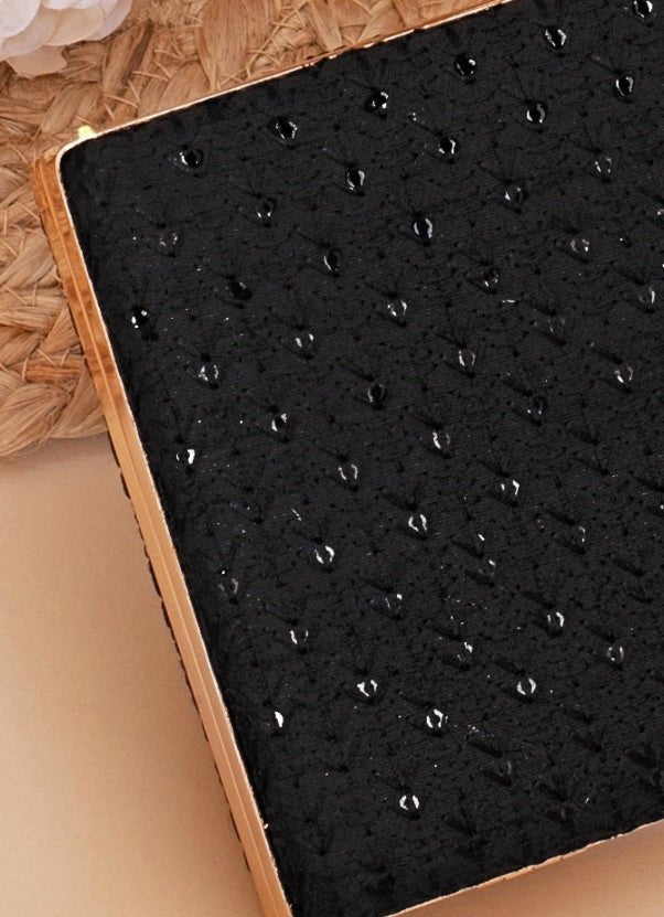 Black Embroidered Clutch AMYRA - Fabilicious Fashion