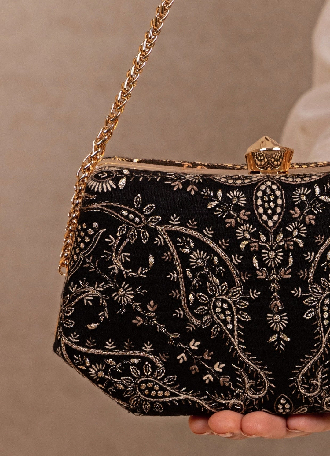 Amyra Black Embroidered ClutchFabilicious Fashion