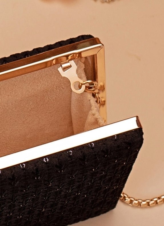 Black Embroidered Clutch AMYRA - Fabilicious Fashion