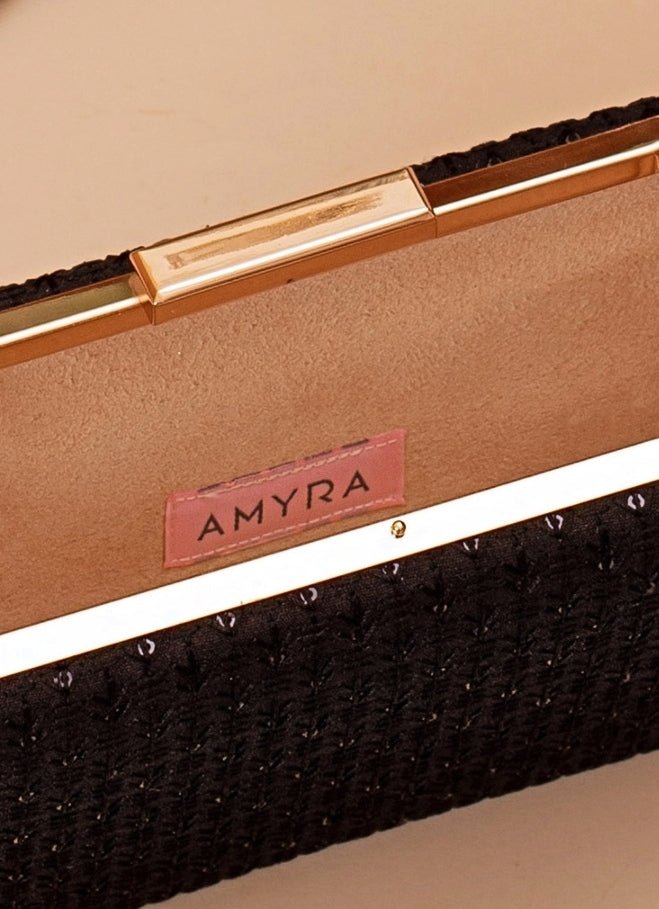 Black Embroidered Clutch AMYRA - Fabilicious Fashion