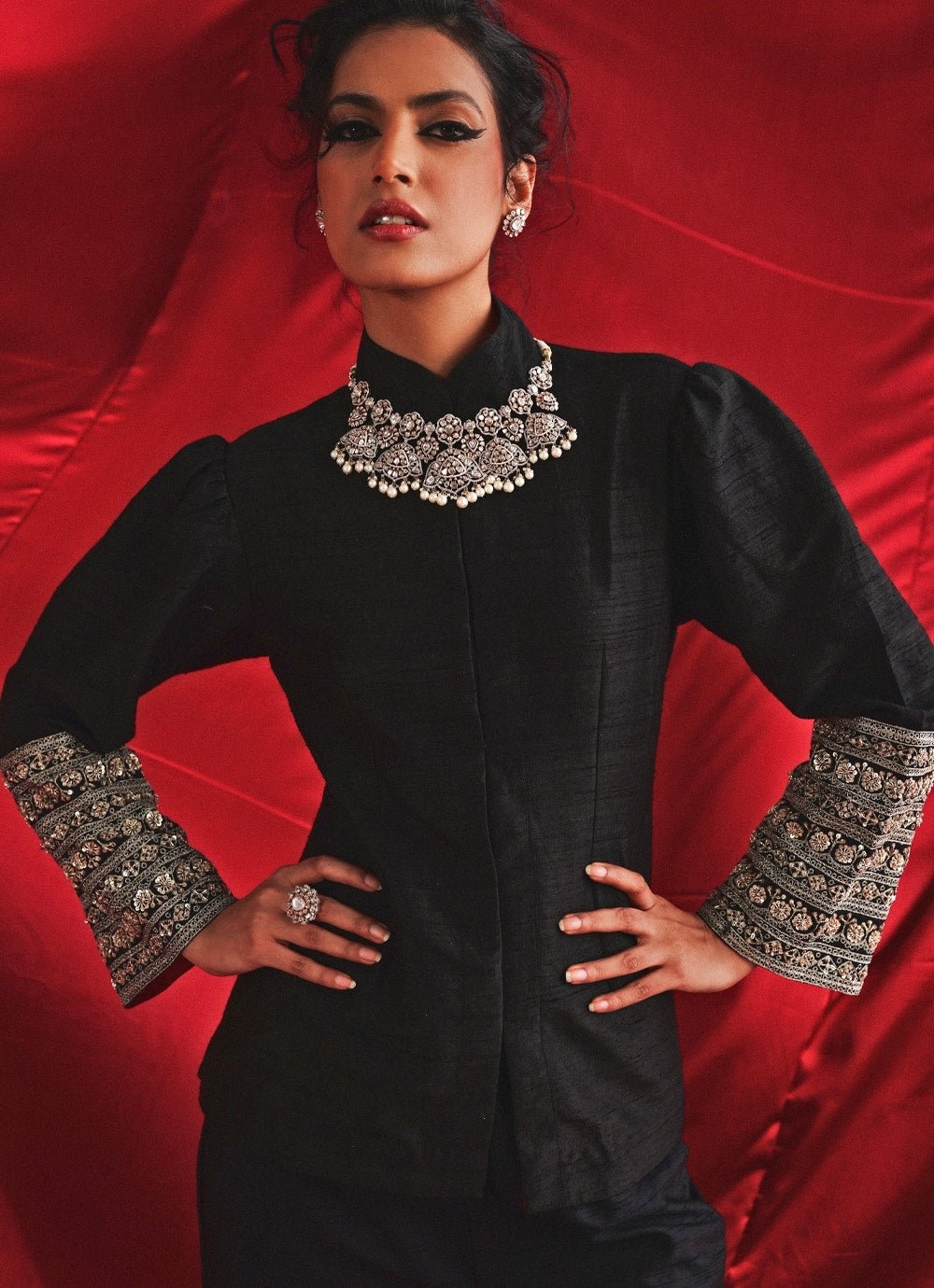 Black Embroidered Co - Ord Set Twenty Nine - Fabilicious Fashion