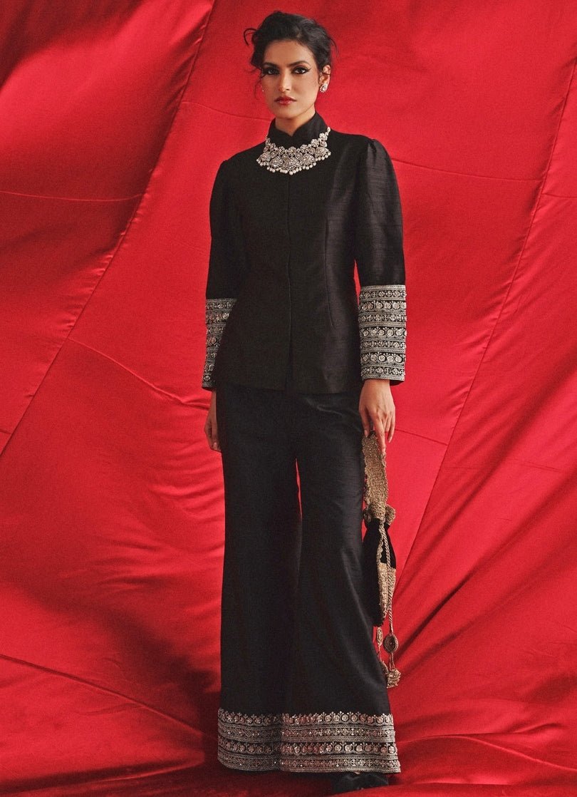 Black Embroidered Co - Ord Set Twenty Nine - Fabilicious Fashion