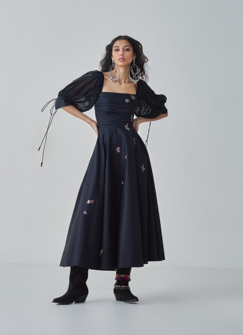 Black Embroidered Dress Saaksha & Kinni - Fabilicious Fashion