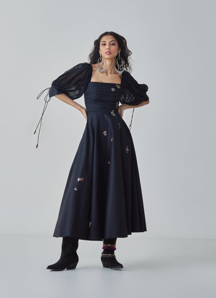 Black Embroidered Dress Saaksha & Kinni - Fabilicious Fashion