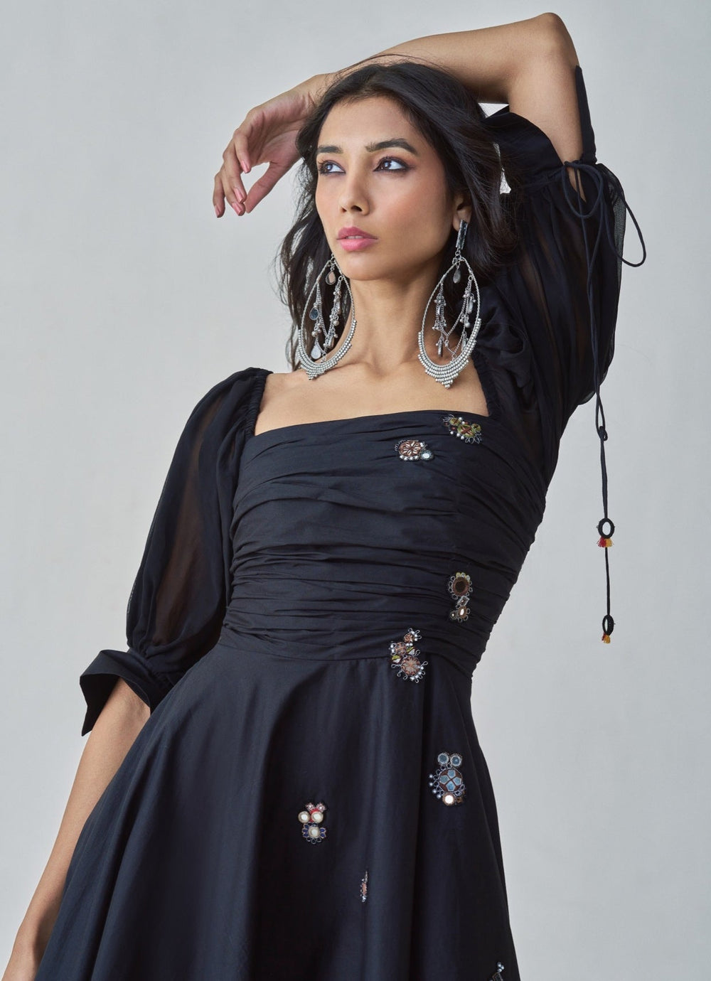 Black Embroidered Dress Saaksha & Kinni - Fabilicious Fashion