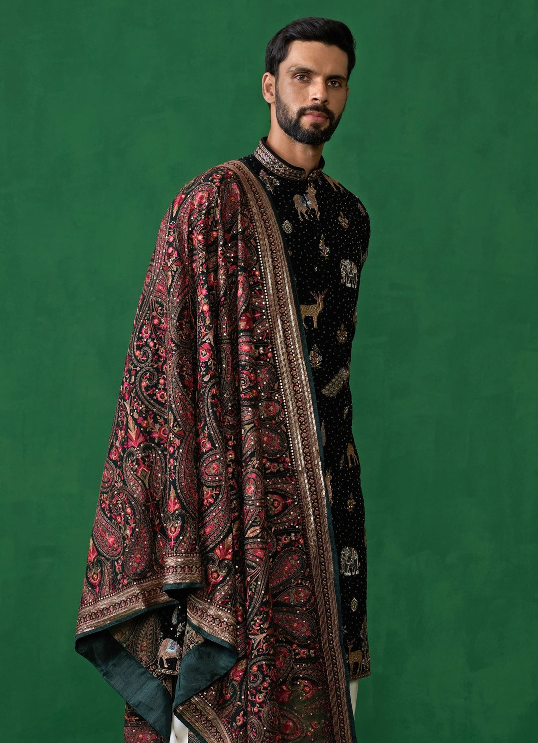 Black Embroidered Georgette Dhoti Kurta Set Kalpraag - Fabilicious Fashion