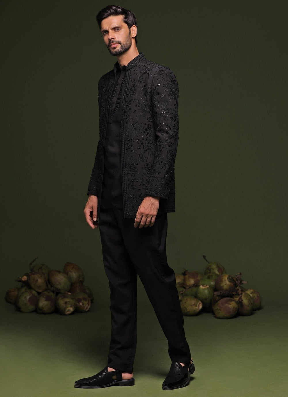 Black Embroidered Georgette Jodhpuri Jacket Kalpraag - Fabilicious Fashion