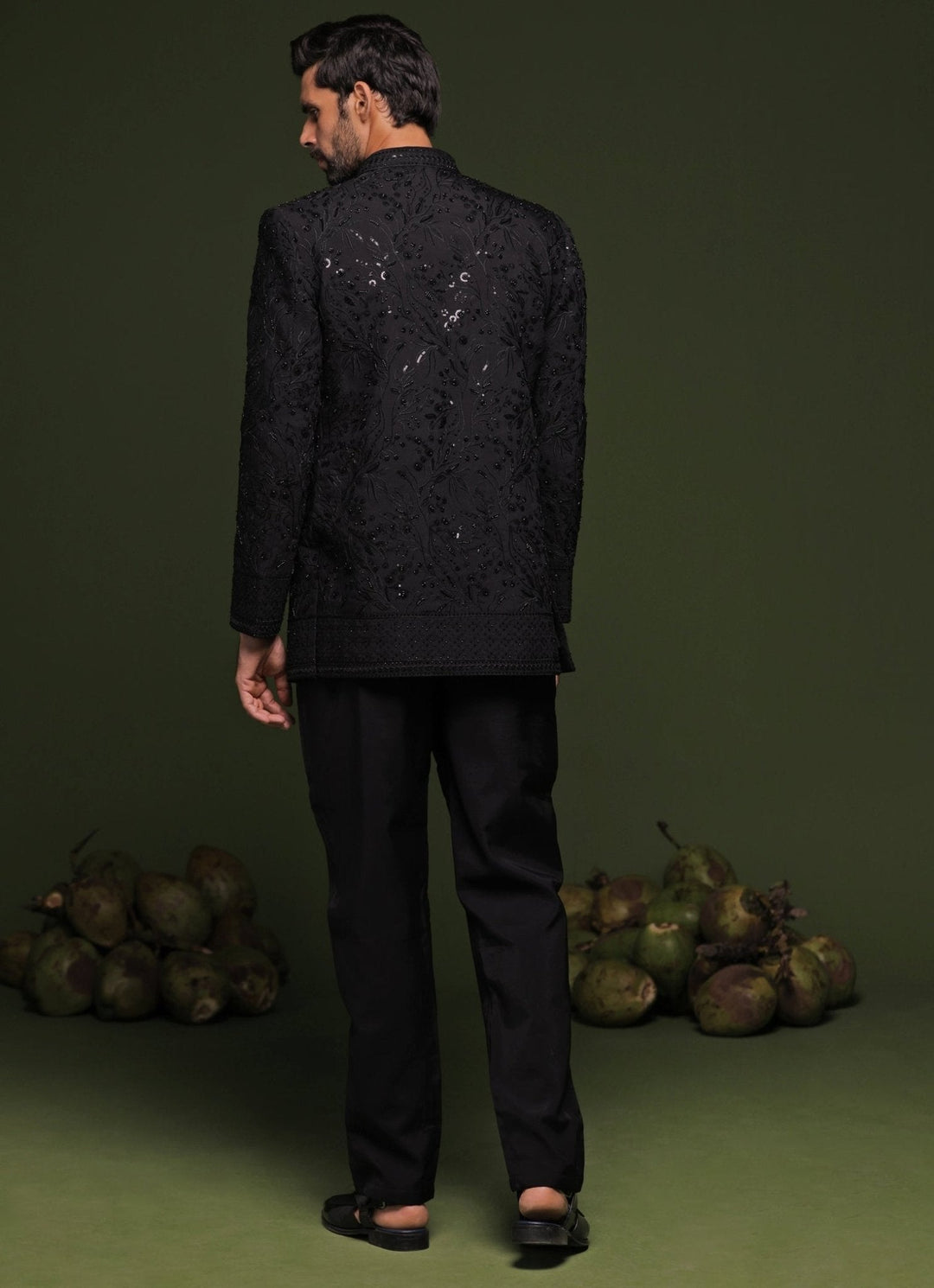 Black Embroidered Georgette Jodhpuri Jacket Kalpraag - Fabilicious Fashion