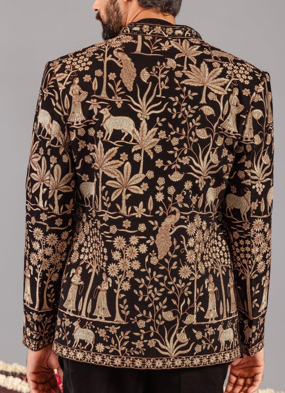 Black Embroidered Georgette Jodhpuri Set Kalpraag - Fabilicious Fashion