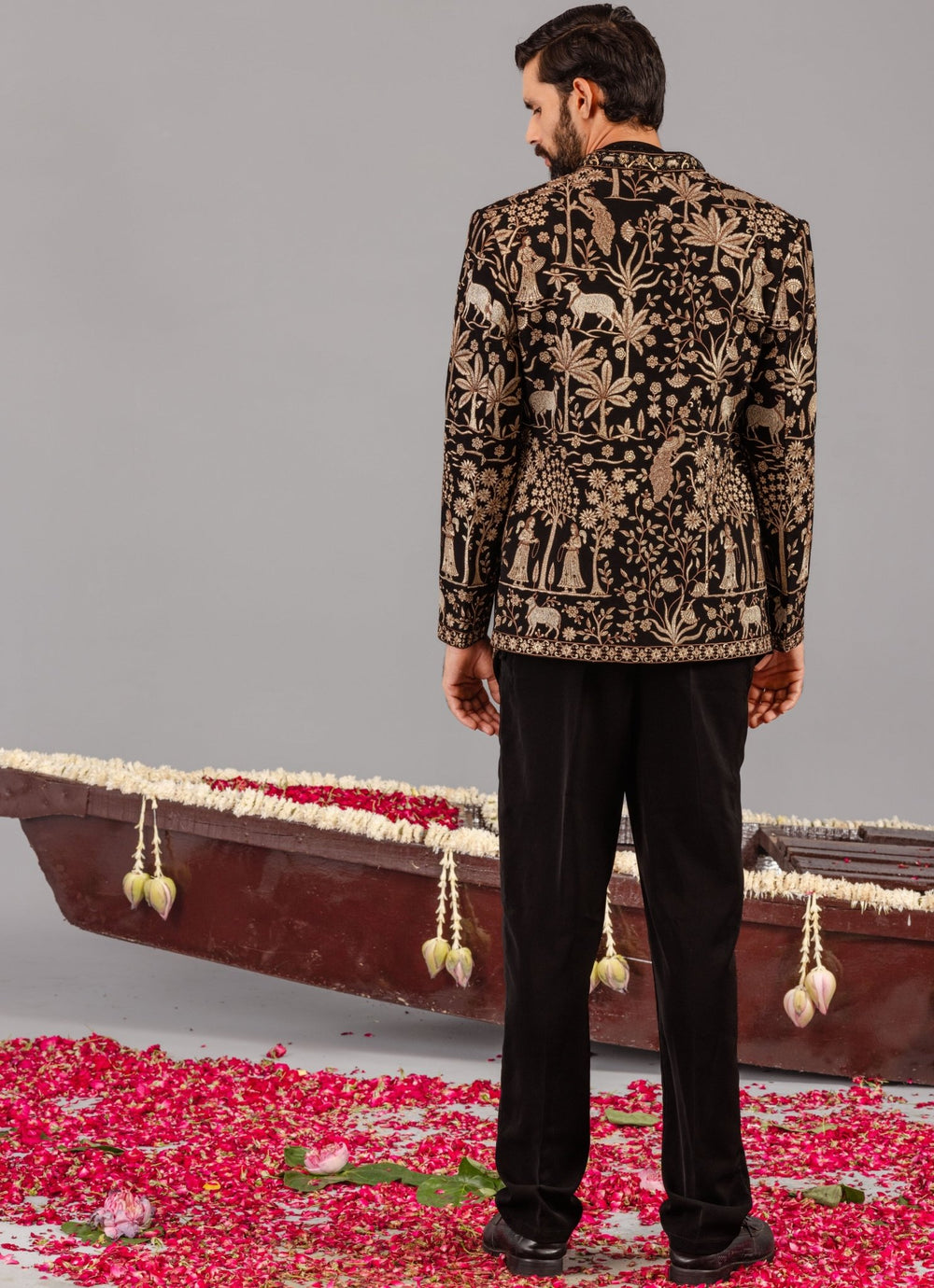 Black Embroidered Georgette Jodhpuri Set Kalpraag - Fabilicious Fashion