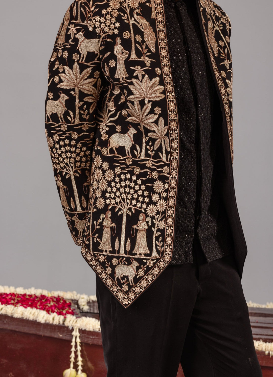 Black Embroidered Georgette Jodhpuri Set Kalpraag - Fabilicious Fashion
