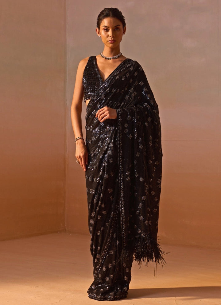 Nitika Gujral Black Embroidered Georgette SareeFabilicious Fashion