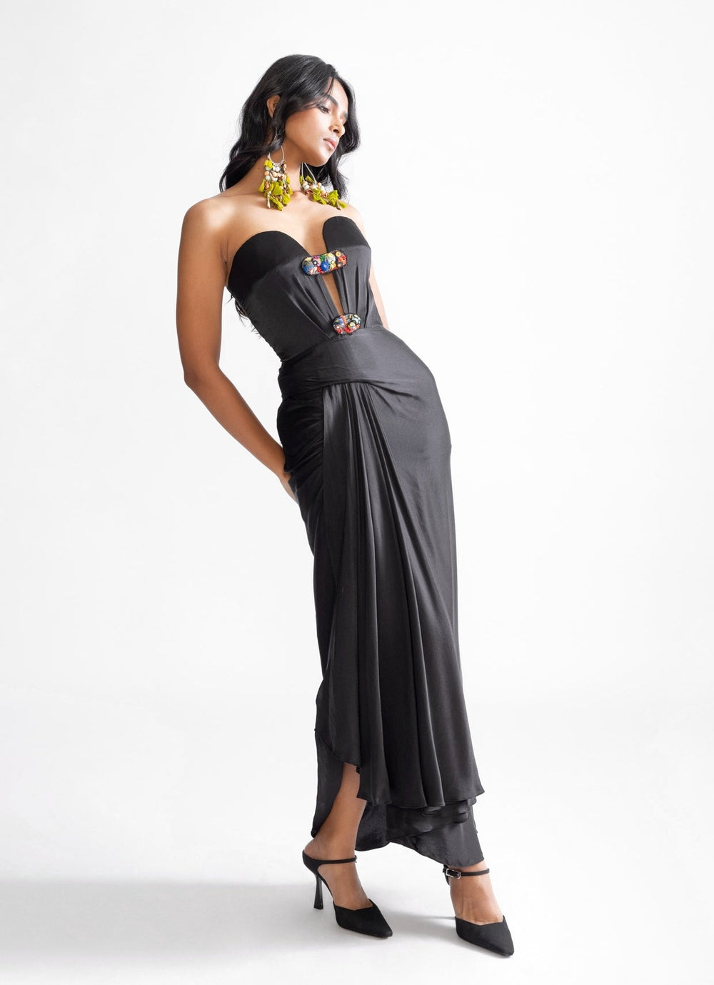 Black Embroidered Gown Saaksha & Kinni - Fabilicious Fashion