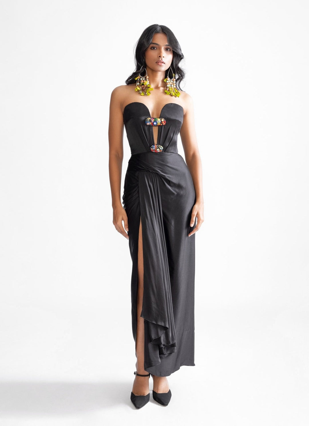 Black Embroidered Gown Saaksha & Kinni - Fabilicious Fashion
