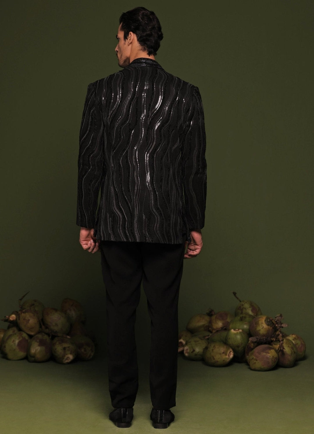 Black Embroidered Jodhpuri Jacket Set Kalpraag - Fabilicious Fashion