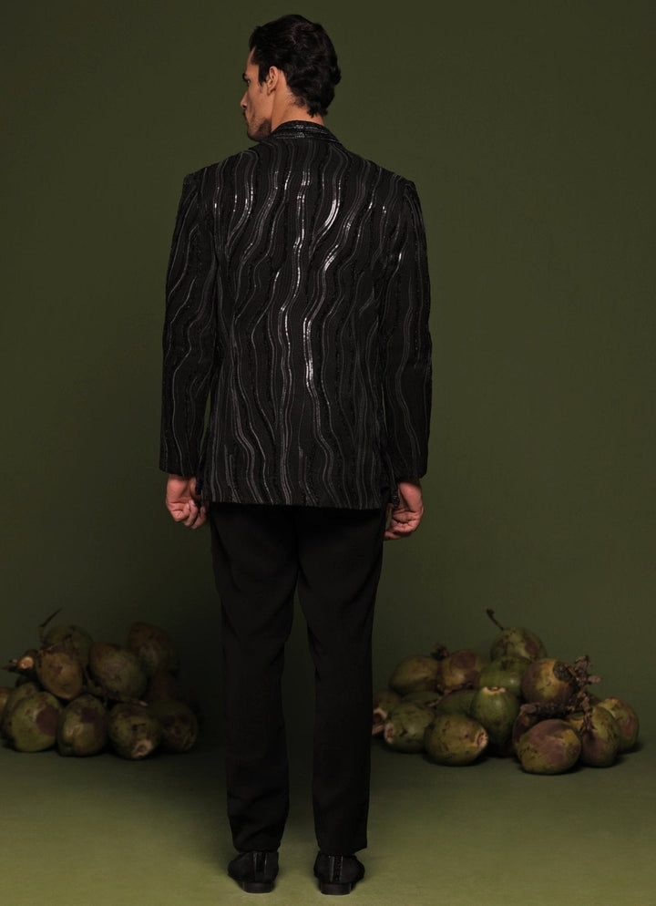 Black Embroidered Jodhpuri Jacket Set Kalpraag - Fabilicious Fashion
