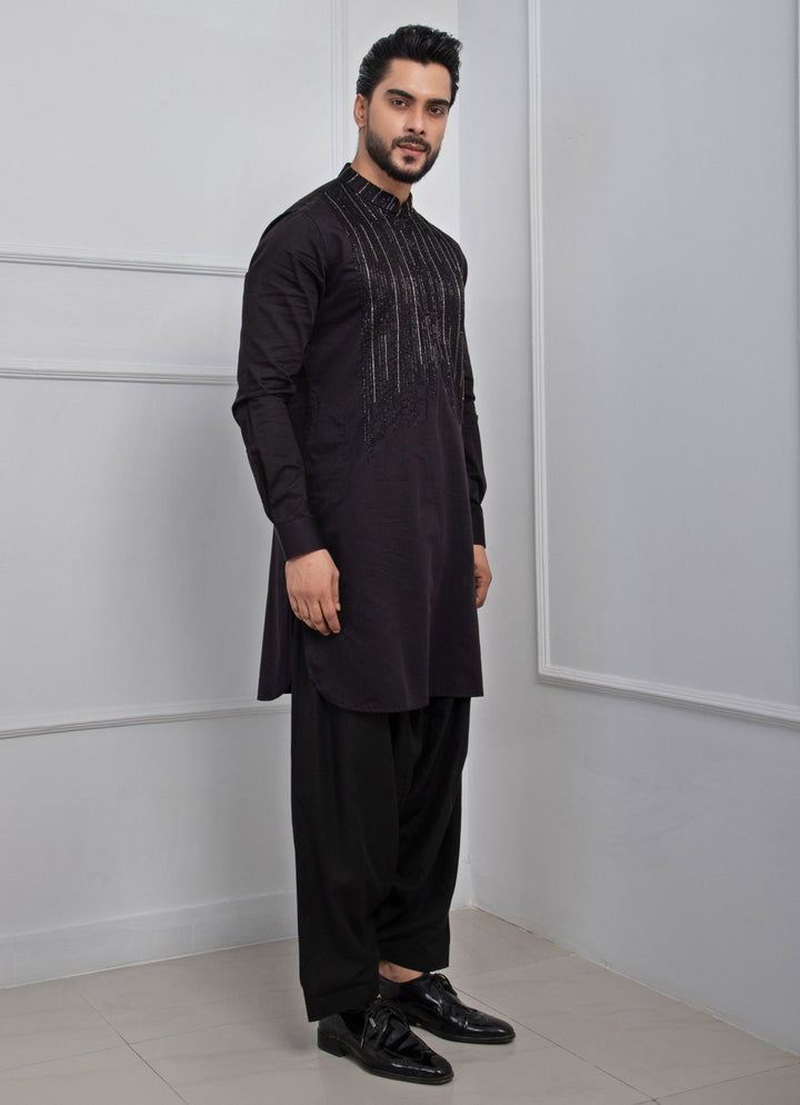 Black Embroidered Kurta And Patiala Pant Set Smriti - Fabilicious Fashion