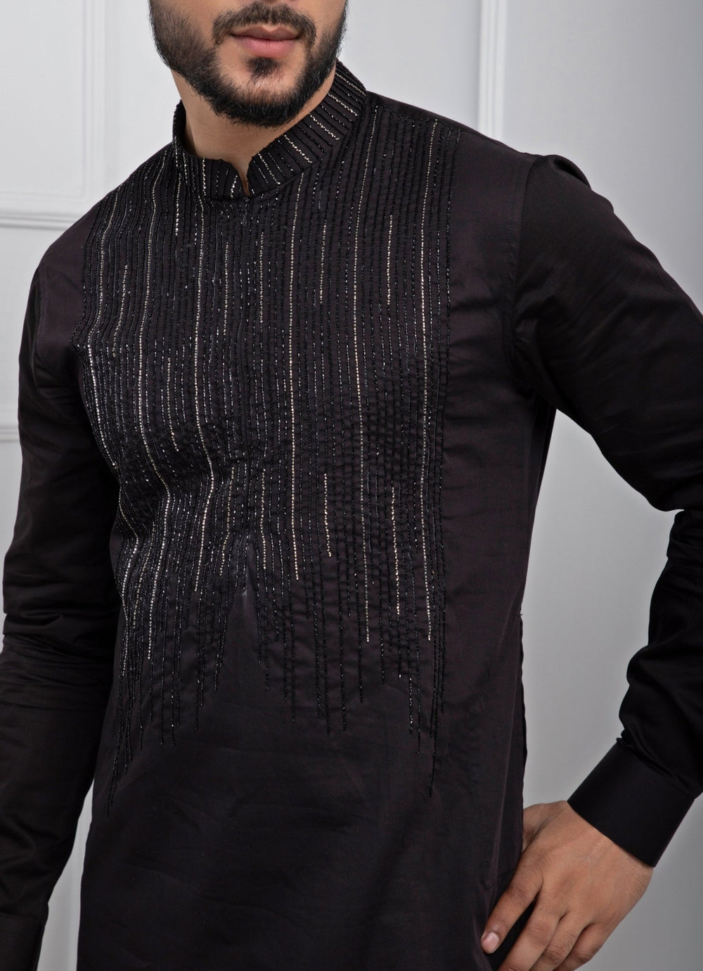Black Embroidered Kurta And Patiala Pant Set Smriti - Fabilicious Fashion