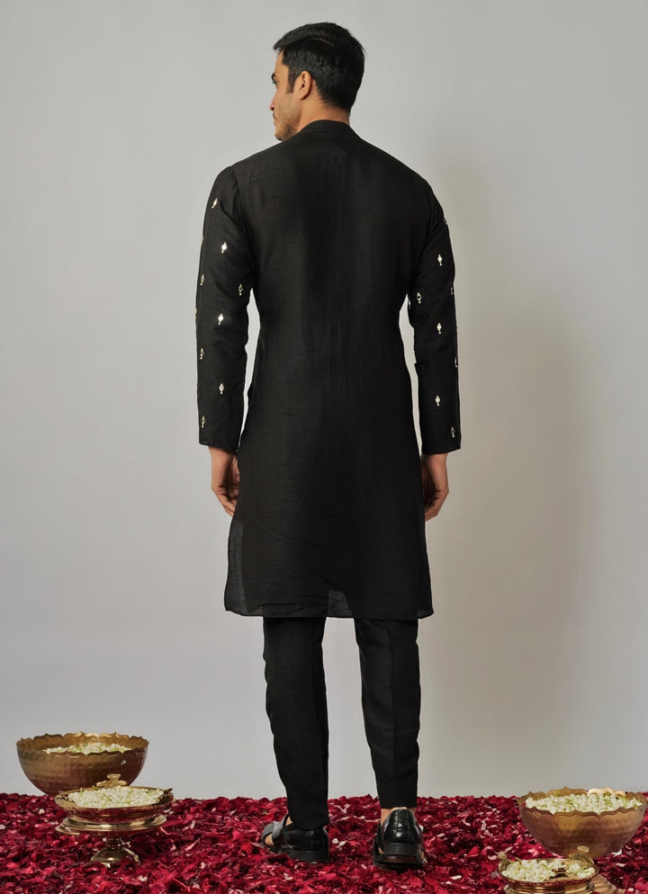 Black Embroidered Kurta Pant Set Renee Label - Men - Fabilicious Fashion