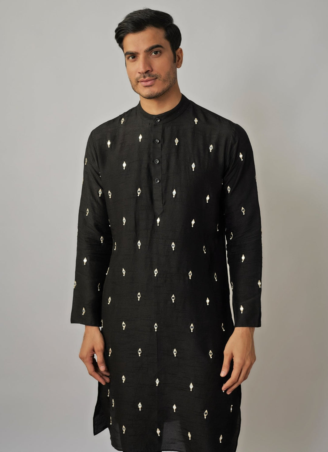 Black Embroidered Kurta Pant Set Renee Label - Men - Fabilicious Fashion
