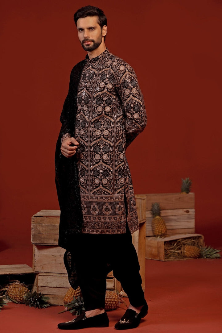 Black Embroidered Kurta Patiala Pant Set Kalpraag - Fabilicious Fashion