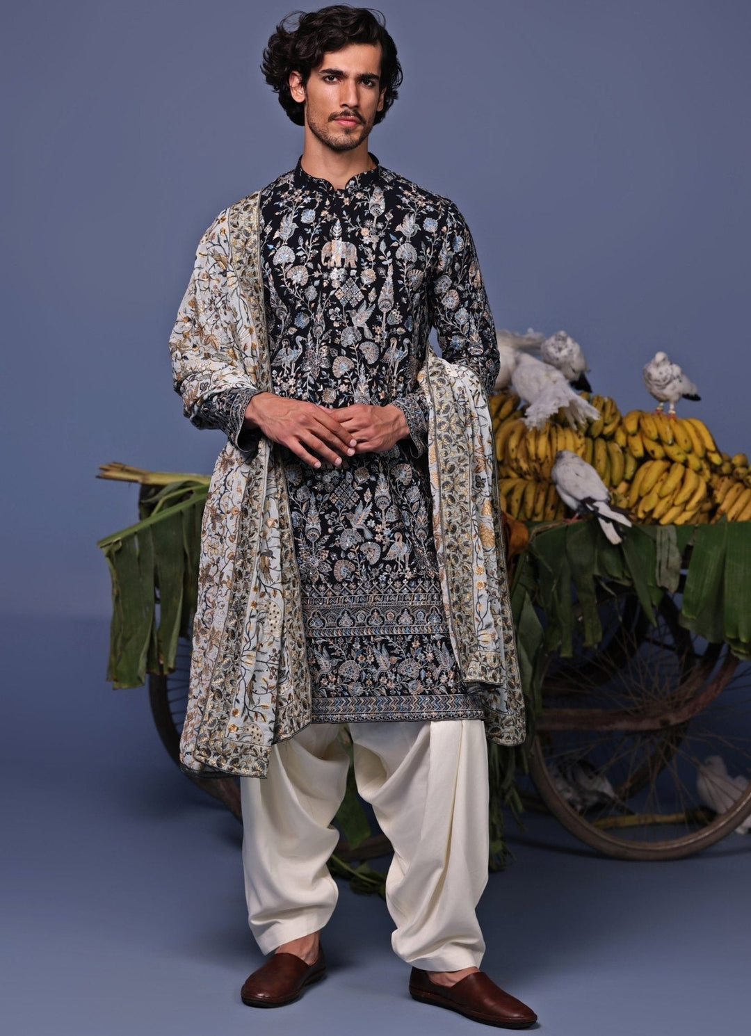 Black Embroidered Kurta Patiala Pant Set Kalpraag - Fabilicious Fashion